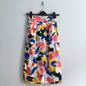 J CREW high waist floral midi skirt